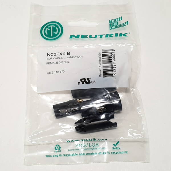 Neutrik NC3FXXB XLR connector plug female gold contacts - Afbeelding 7