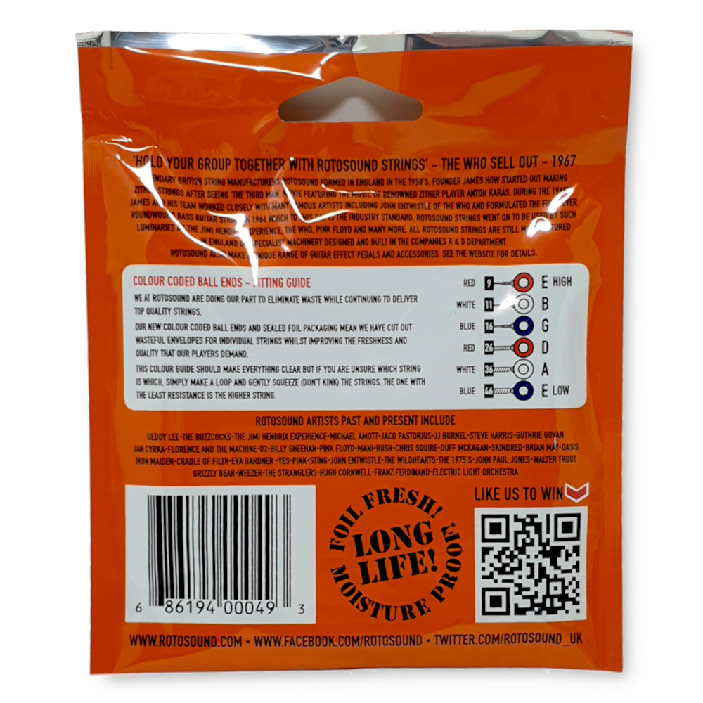 Rotosound RH9 Roto Orange nickelwound snarenset 009-046 - Afbeelding 2