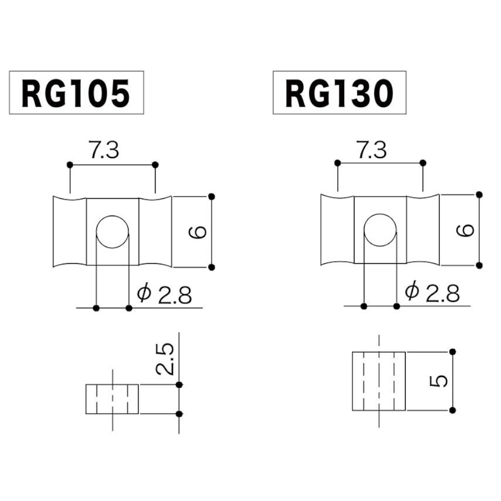 Gotoh 15936 RG105 & RG130 snaargeleider set butterfly, chrome - Afbeelding 2