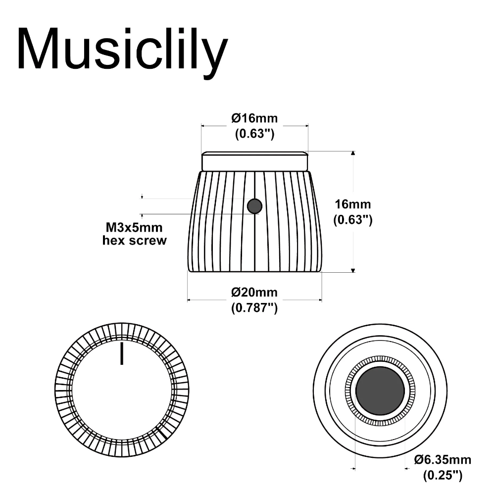 Marshall style knop, universeel, black-gold - Afbeelding 4