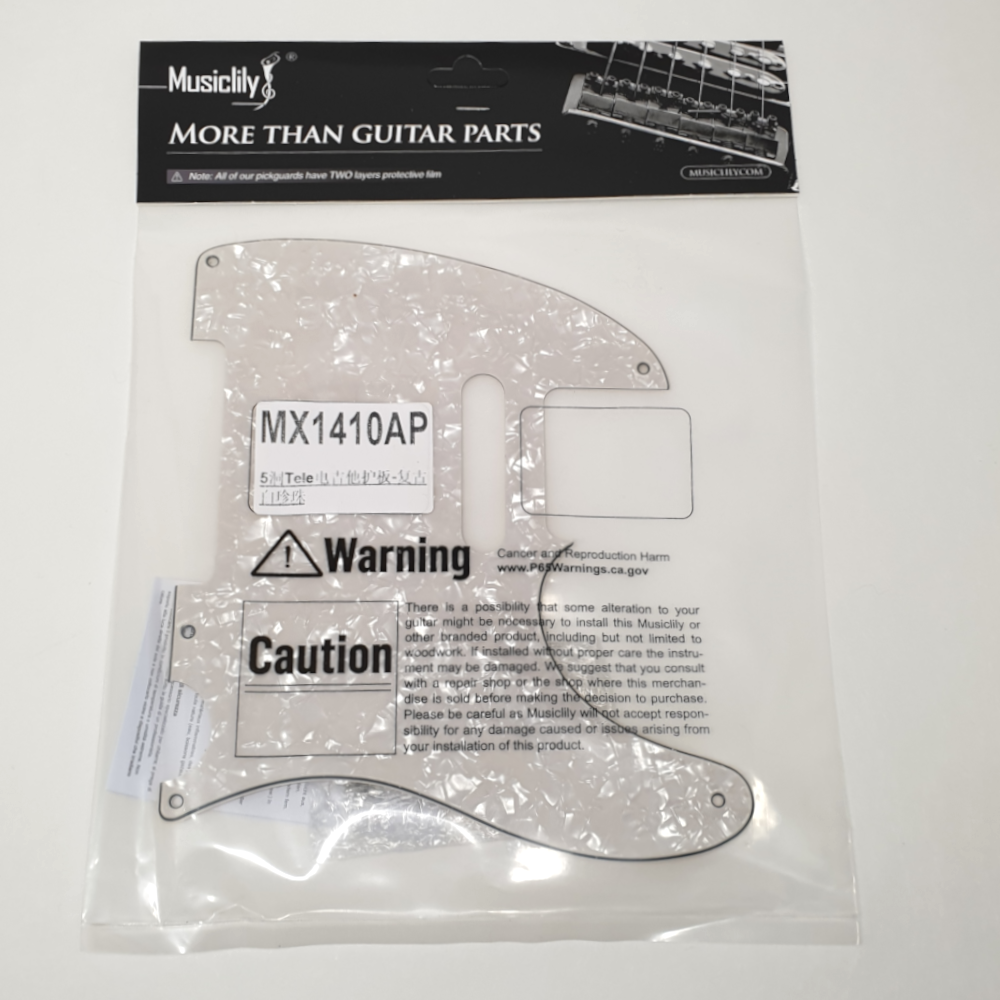 MusicLily MX1410 telecaster slagplaat 5-hole STD 4-ply aged white pearl - Image 6