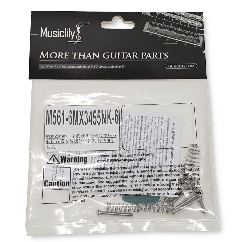 ML M561NK humbucker pickup schroeven & veertjes, M3x25, nickel 6 st. - Afbeelding 5