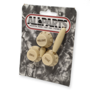 Allparts knoppenset vintage cream met gold tekst PK-0178-048