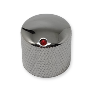 Dome knop, voor volume of tone regelaar, chrome met red dot
