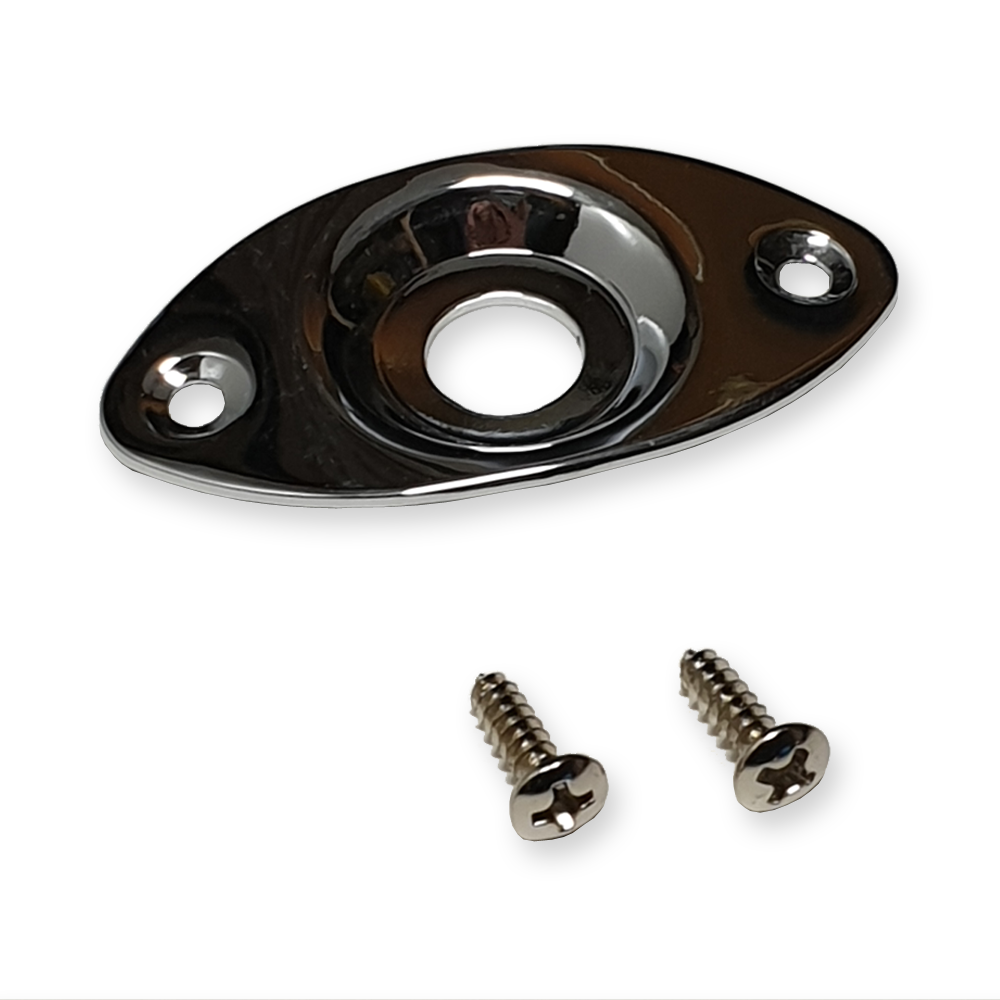 Fleor output jack plate, ovaal, gewelfd, universeel, chrome