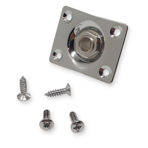 Fleor output jack plate, rechthoekig, gewelfd, chrome