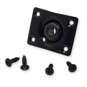 Fleor output jack plate, rechthoekig, gewelfd, zwart
