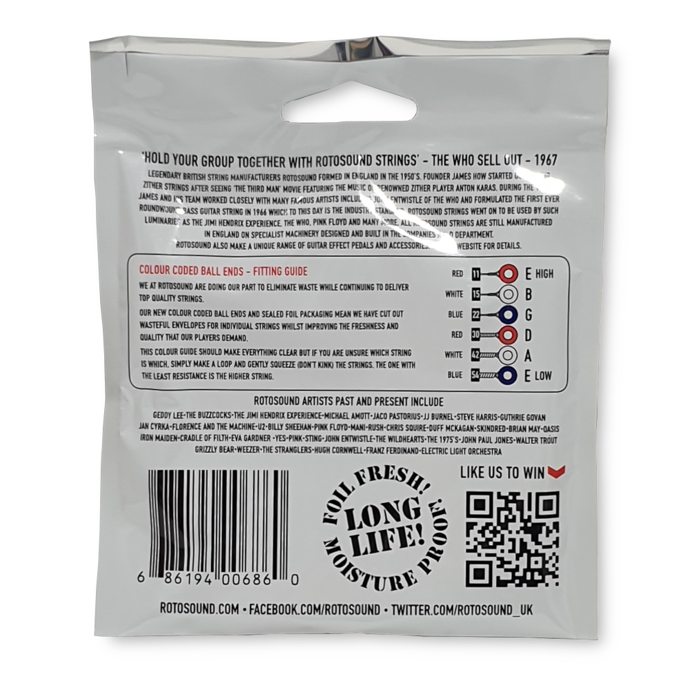 Rotosound R11-54 Roto Whites nickelwound snarenset 011-054 - Afbeelding 2