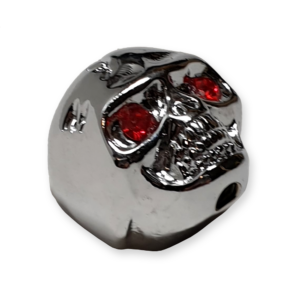 Kokko Skull knop, chrome met red eyes