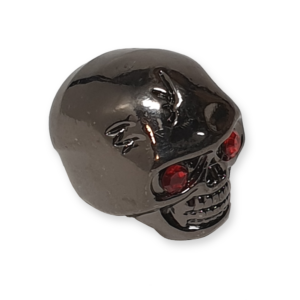 Kokko Skull knop, black chrome met red eyes