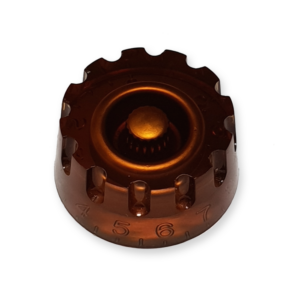 Speed knop, voor volume of tone regelaar, gekarteld, amber