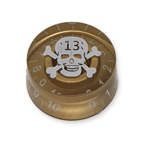 Speed knop, voor volume of tone regelaar, gold met skull print