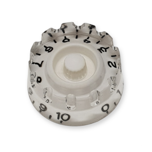 Speed knop, voor volume of tone regelaar, gekarteld, wit