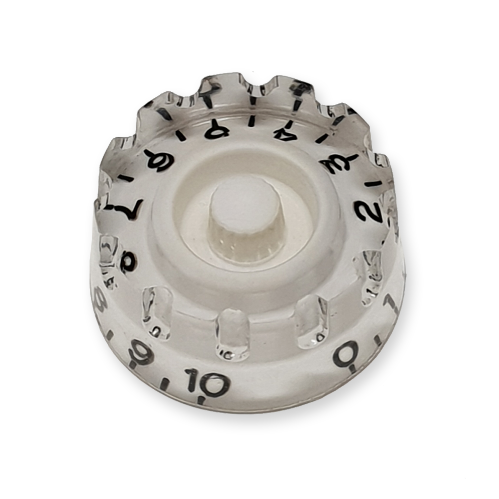 Speed knop, voor volume of tone regelaar, gekarteld, wit