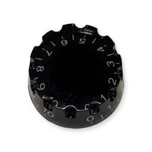 Speed knop, voor volume of tone regelaar, gekarteld, zwart