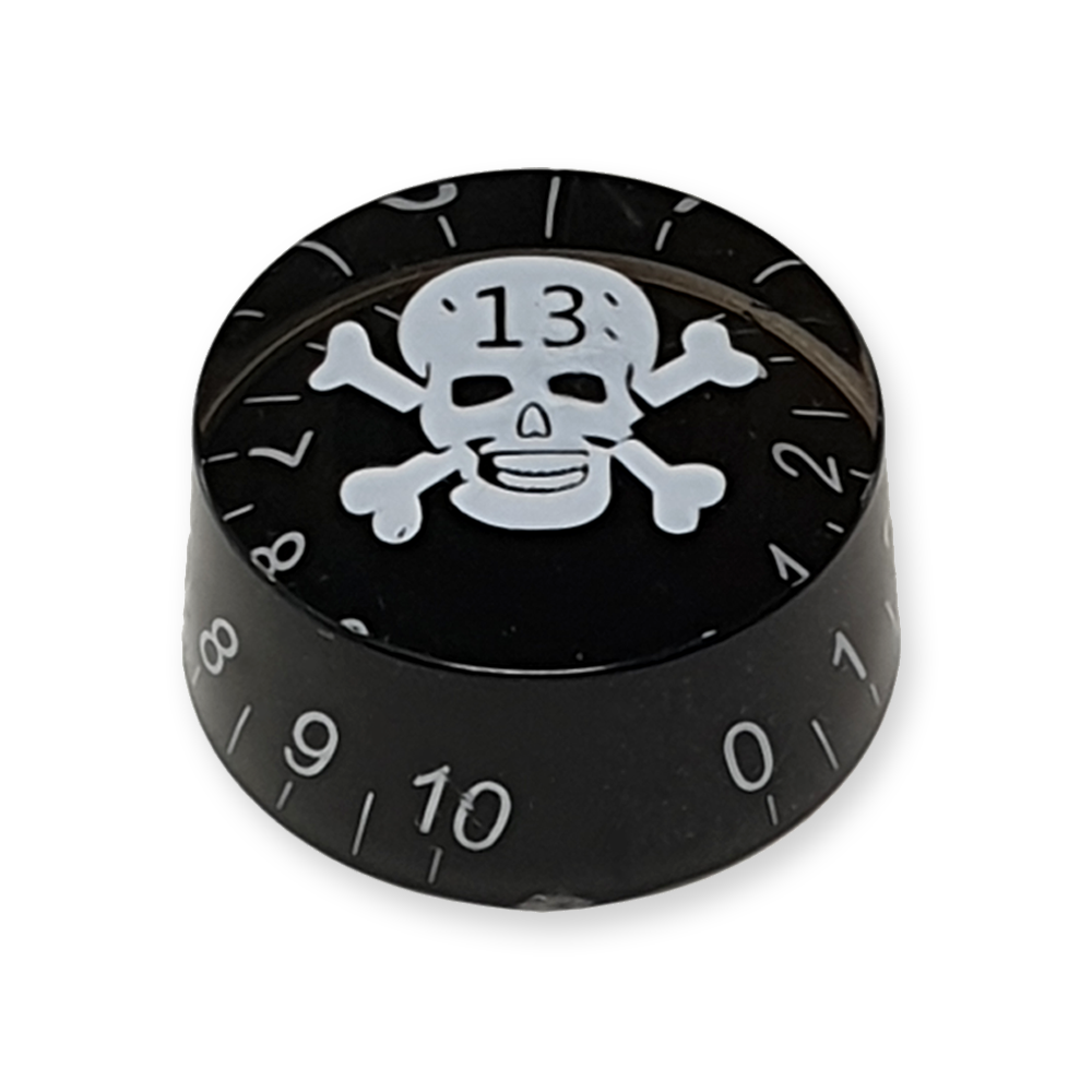 Speed knop, voor volume of tone regelaar, zwart met skull print