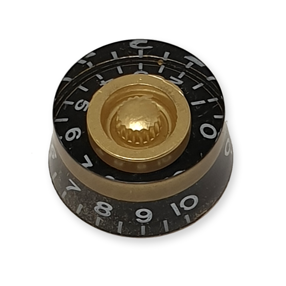 Speed knop, voor volume of tone regelaar, zwart/goud