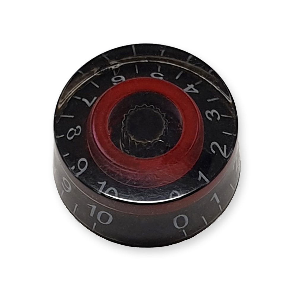 Speed knop, voor volume of tone regelaar, transparant zwart/rood