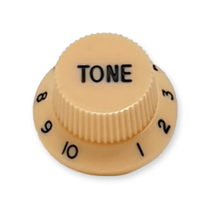 Stratocaster bell knop, tone, cream met zwarte tekst
