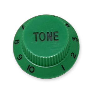 Stratocaster bell knop, tone, groen met zwarte tekst