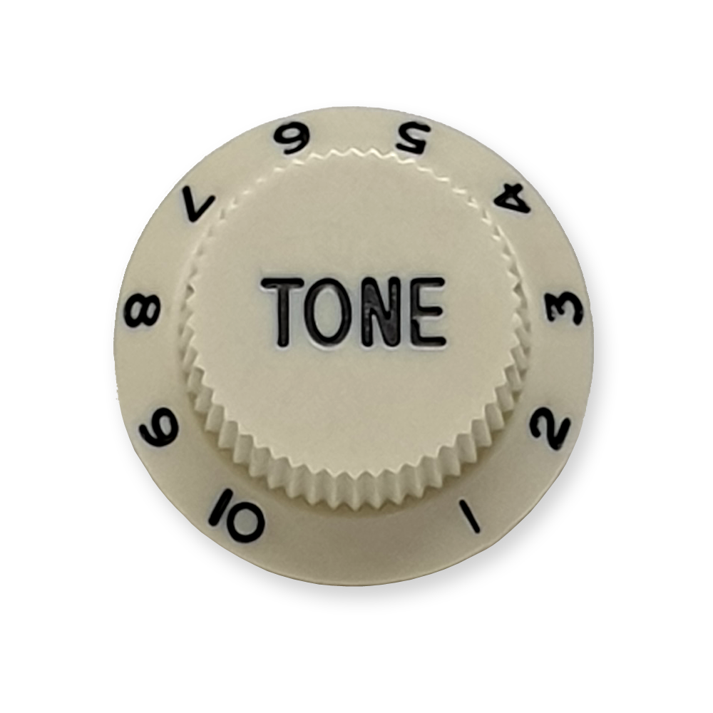 Stratocaster bell knop, tone, mint green met zwarte tekst