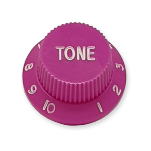 Stratocaster bell knop, tone, paars met witte tekst