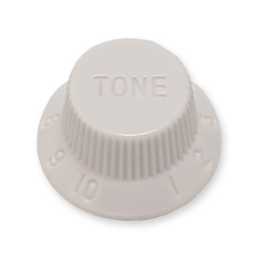 Stratocaster bell knop, tone, wit met witte tekst