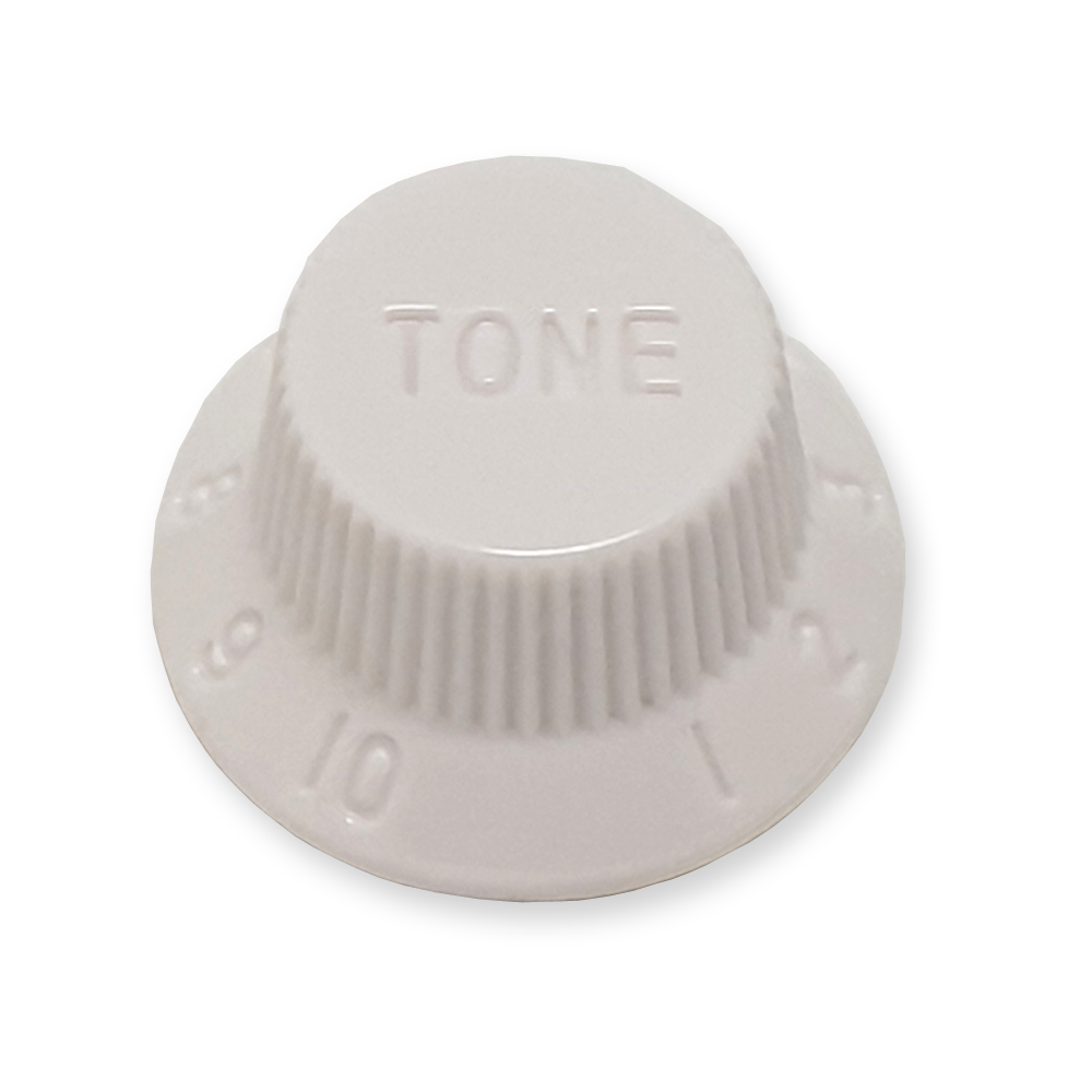 Stratocaster bell knop, tone, wit met witte tekst