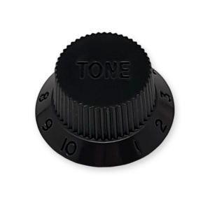 Stratocaster bell knop, tone, zwart met zwarte tekst