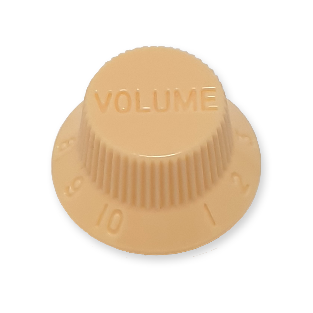 Stratocaster bell knop, volume, cream met cream tekst