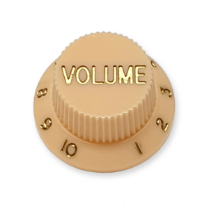 Stratocaster bell knop, volume, cream met gold tekst