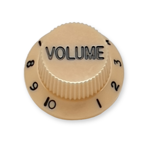Stratocaster bell knop, volume, cream met zwarte tekst