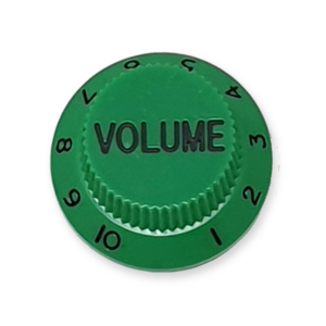 Stratocaster bell knop, volume, groen met zwarte tekst