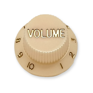 Stratocaster bell knop, volume, parchment met gold tekst