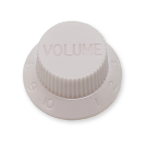 Stratocaster bell knop, volume, wit met witte tekst