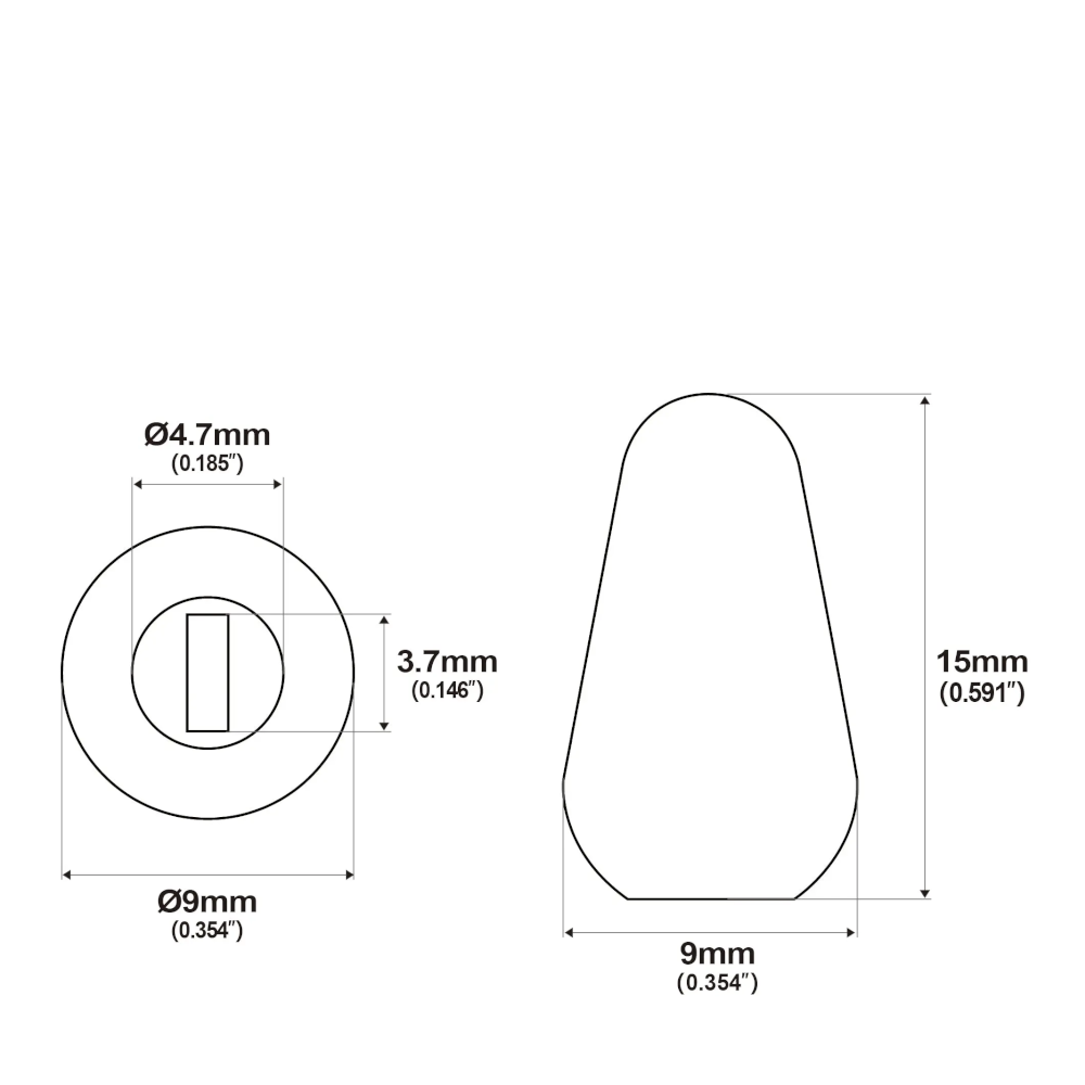 ML M236 Schakelaar knop, voor 3,7 mm hendel, zwart - Afbeelding 3